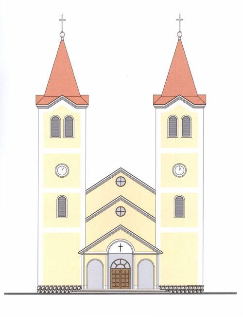 Nacrt vanjskoga izgleda crkve s fasadom
